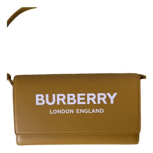 Pre-owned Burberry Leather Handbag In Yellow