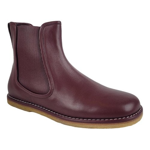 Pre-owned Loewe Leather Boots In Burgundy