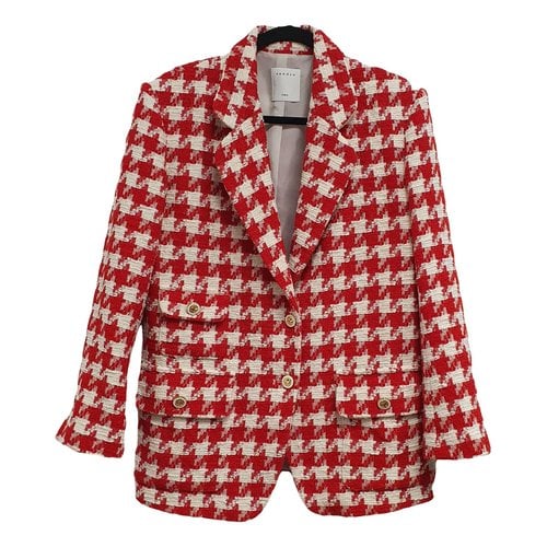 Pre-owned Sandro Tweed Blazer In Red