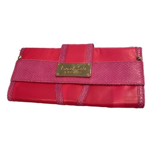 Pre-owned French Sole Leather Clutch Bag In Pink
