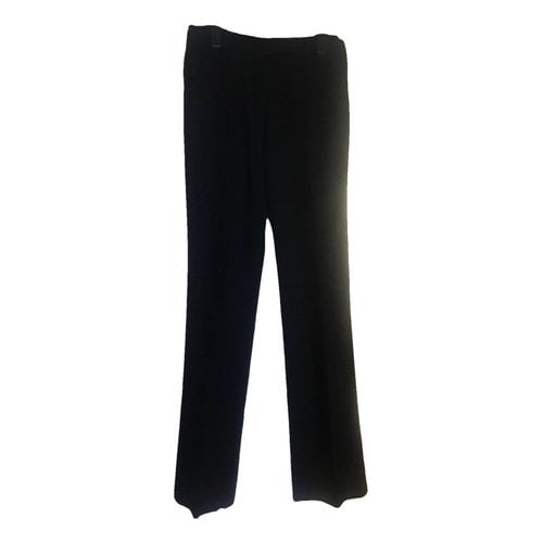 Pre-owned Carolina Herrera Wool Straight Pants In Black