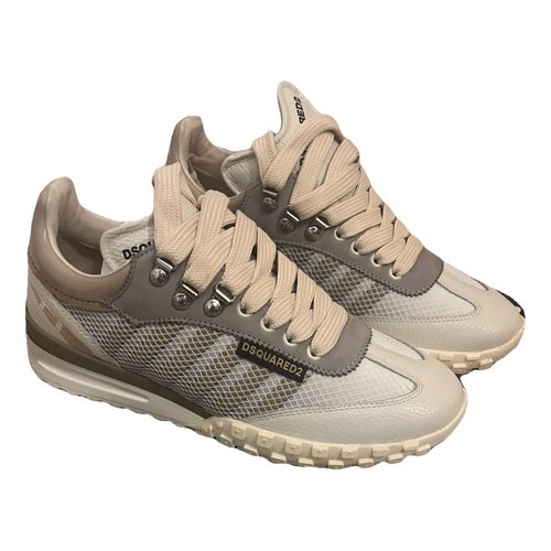 Pre-owned Dsquared2 Leather Low Trainers In Beige