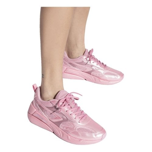 Pre-owned Diesel Patent Leather Trainers In Pink