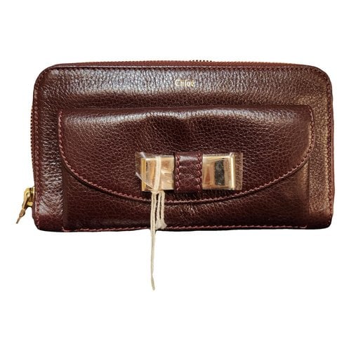 Pre-owned Chloé Leather Wallet In Burgundy