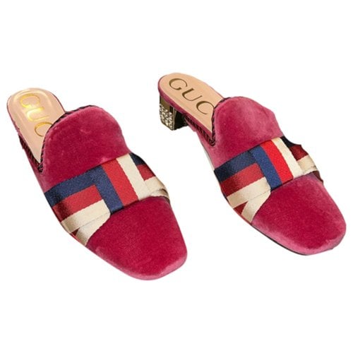 Pre-owned Gucci Velvet Mules & Clogs In Pink