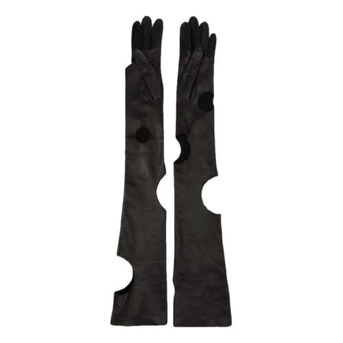 Pre-owned Off-white Leather Long Gloves In Black
