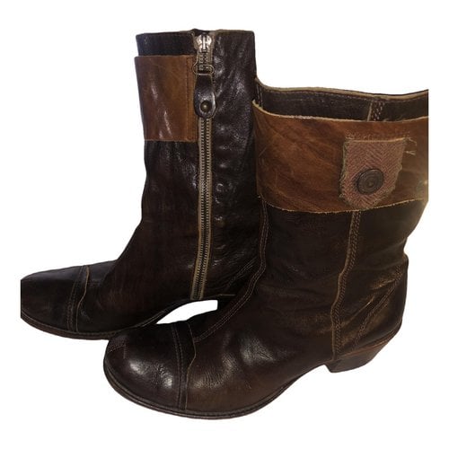 Pre-owned Ikks Leather Boots In Brown