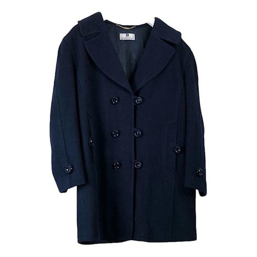 Pre-owned Givenchy Wool Trench Coat In Navy