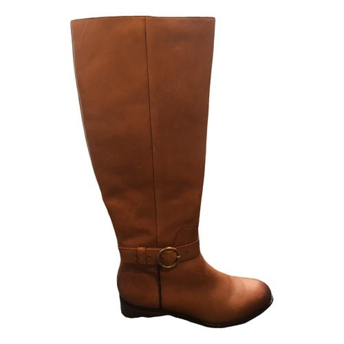 Pre-owned Aldo Leather Ankle Boots In Camel