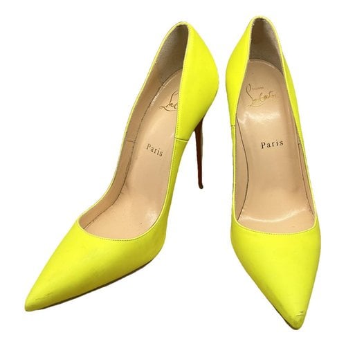 Pre-owned Christian Louboutin Pigalle Leather Heels In Yellow
