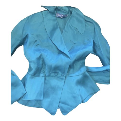 Pre-owned Mugler Silk Jacket In Blue