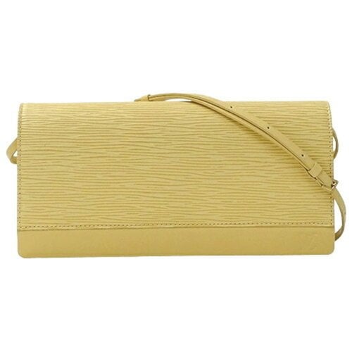 Pre-owned Louis Vuitton Honfleur Leather Clutch Bag In Yellow