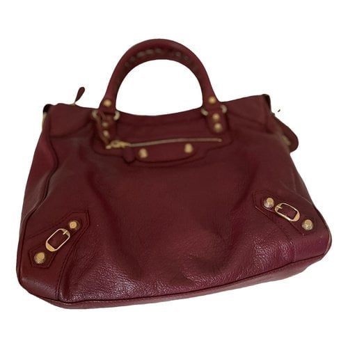 Pre-owned Balenciaga Vã©lo Leather Handbag In Burgundy