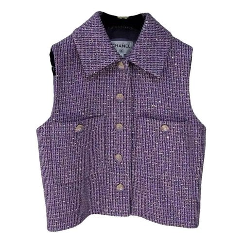 Pre-owned Chanel Tweed Vest In Purple