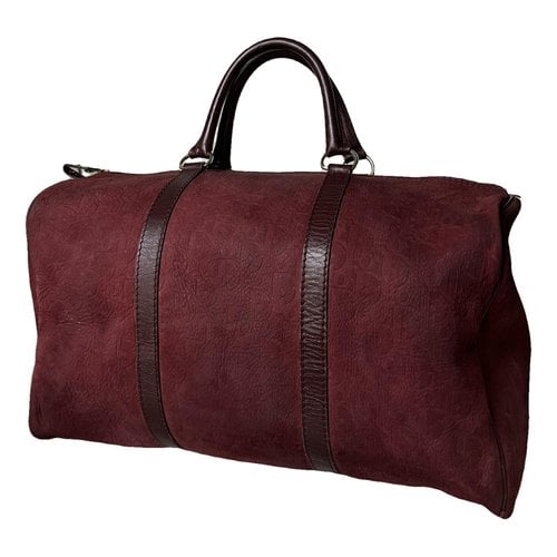 Pre-owned Dior Bowling Linen Handbag In Burgundy