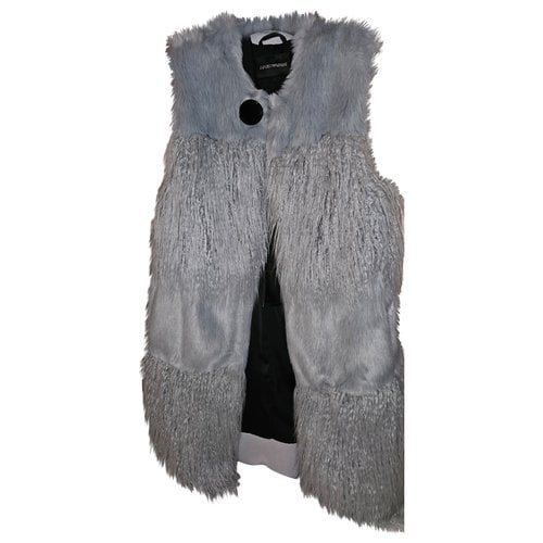 Pre-owned Emporio Armani Faux Fur Coat In Grey