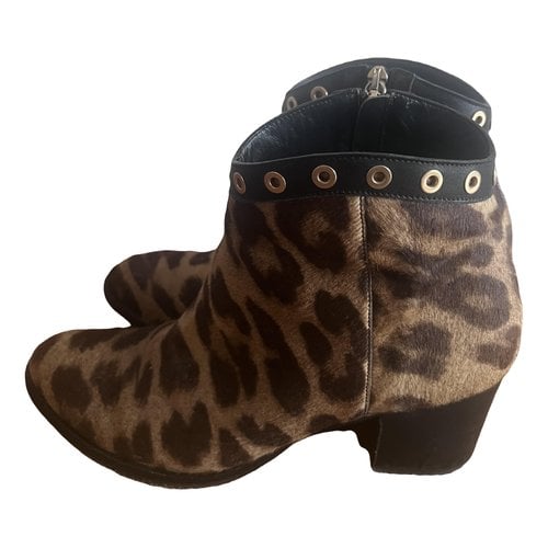 Pre-owned Furla Leather Ankle Boots In Brown