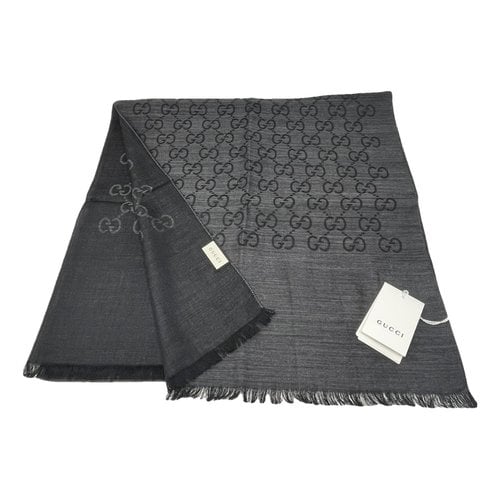 Pre-owned Gucci Wool Scarf In Anthracite