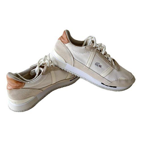 Pre-owned Lacoste Leather Trainers In Beige