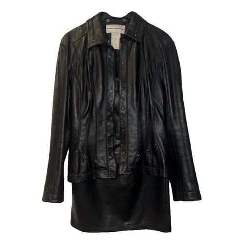 Pre-owned Mugler Leather Short Vest In Black