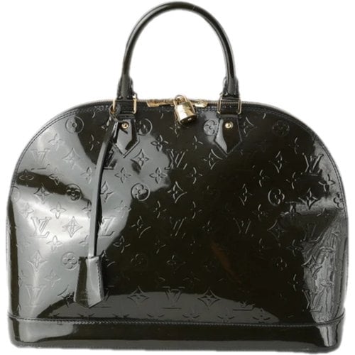 Pre-owned Louis Vuitton Alma Patent Leather Handbag In Black