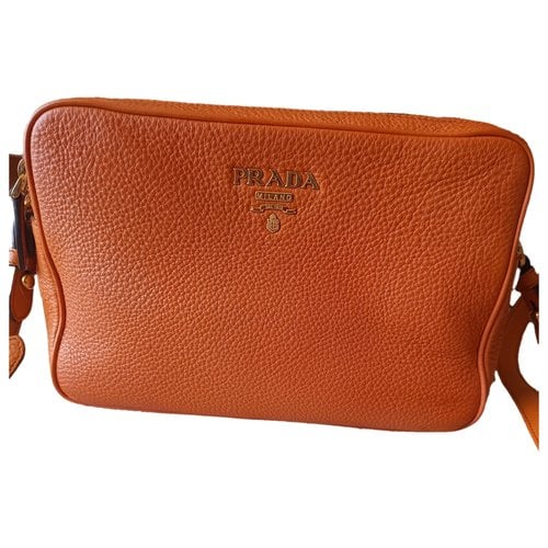 Pre-owned Prada Light Frame Leather Crossbody Bag In Orange