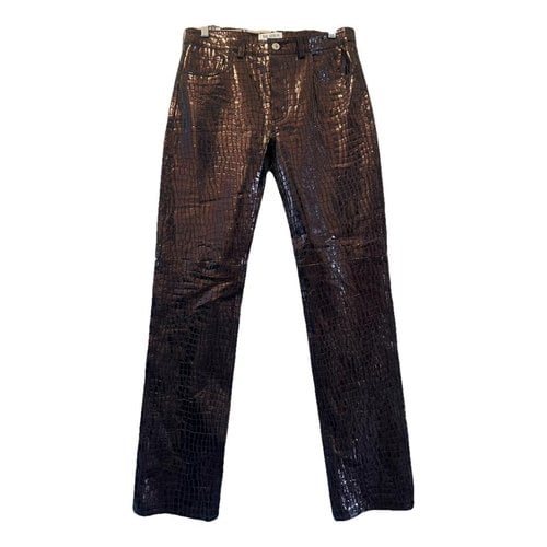 Pre-owned Attico Leather Trousers In Metallic