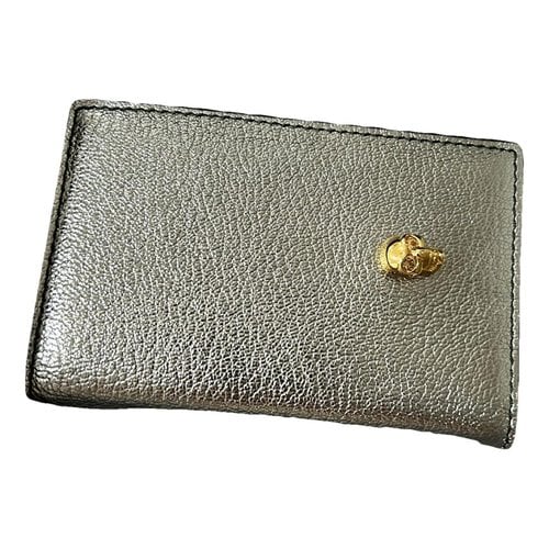 Pre-owned Alexander Mcqueen Leather Card Wallet In Silver