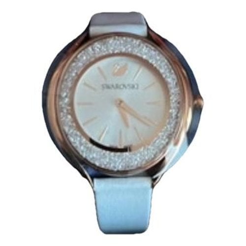 Pre-owned Swarovski Pink Gold Watch In White