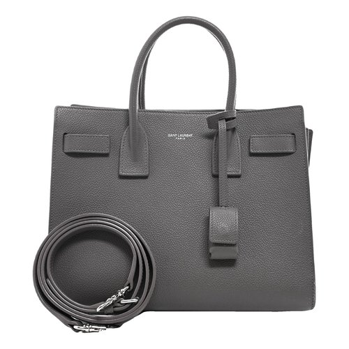 Pre-owned Saint Laurent Sac De Jour Leather Crossbody Bag In Grey