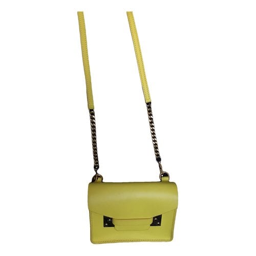 Pre-owned Sophie Hulme Envelope Leather Crossbody Bag In Yellow