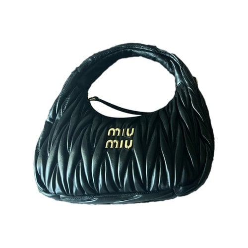 Pre-owned Miu Miu Miu Wander Leather Crossbody Bag In Black