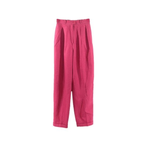 Pre-owned Kenzo Linen Trousers In Red
