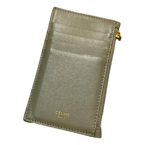 Pre-owned Celine Leather Wallet In Green