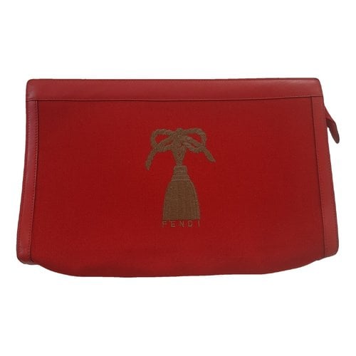 Pre-owned Fendi Cloth Clutch Bag In Red