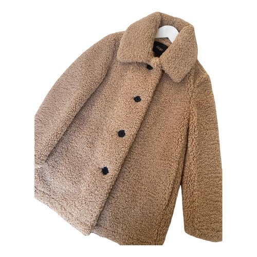 Pre-owned Maje Faux Fur Coat In Beige