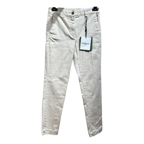 Pre-owned Marella Straight Pants In Beige