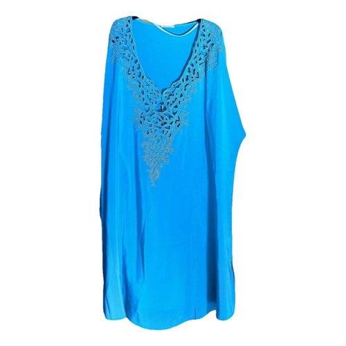 Pre-owned Maryan Mehlhorn Silk Mid-length Dress In Turquoise