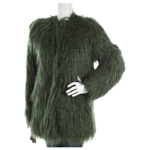 Pre-owned Pinko Faux Fur Coat In Green