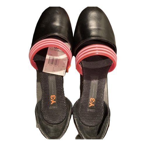 Pre-owned Y-3 By Yohji Yamamoto Leather Ballet Flats In Black