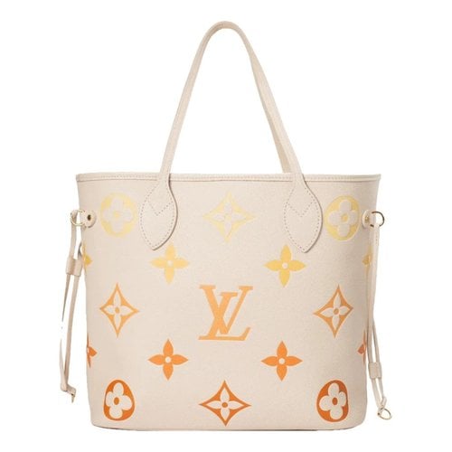 Pre-owned Louis Vuitton Neverfull Leather Handbag In Beige