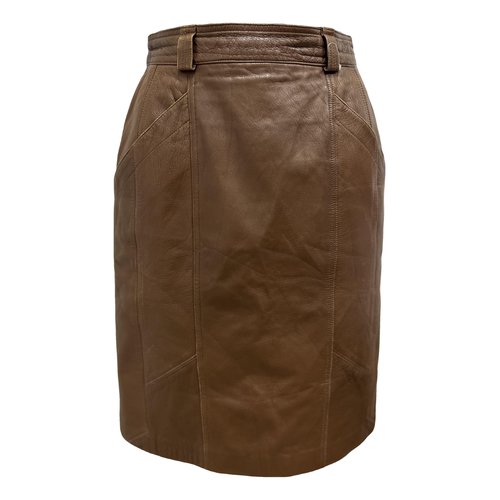 Pre-owned Bogner Leather Mini Skirt In Brown