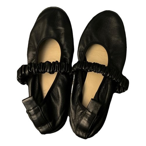 Pre-owned Wandler Leather Flats In Black
