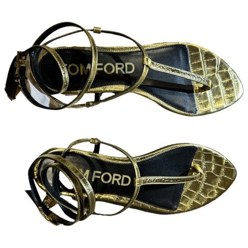 Pre-owned Tom Ford Leather Sandal In Gold