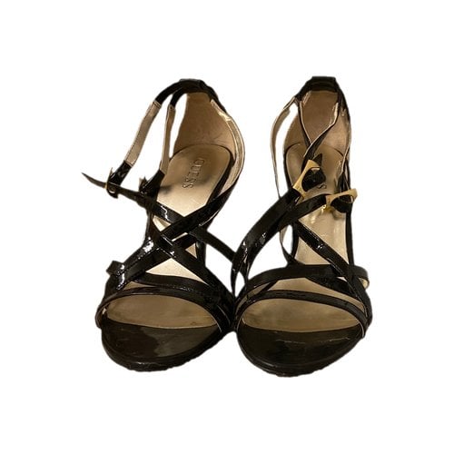 Pre-owned Guess Vegan Leather Sandal In Black