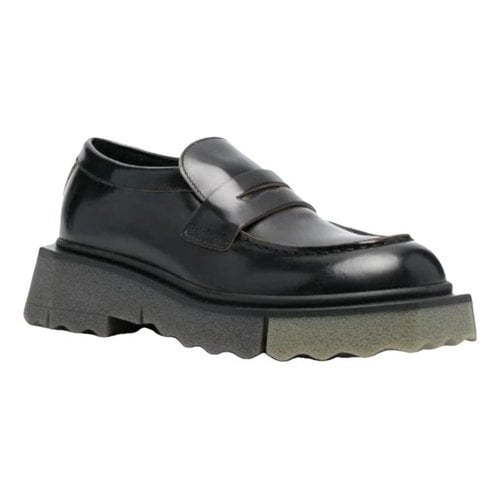 Pre-owned Off-white Leather Flats In Anthracite