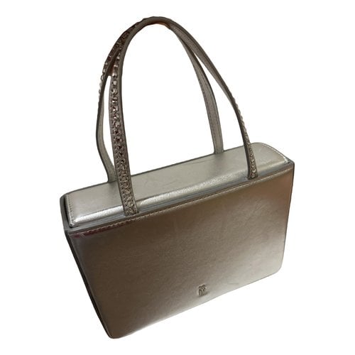 Pre-owned Amina Muaddi Leather Handbag In Silver
