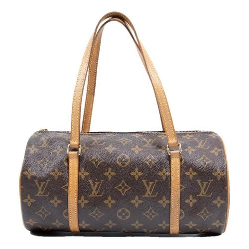 Pre-owned Louis Vuitton Papillon Linen Handbag In Brown