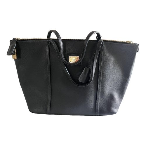 Pre-owned Dolce & Gabbana Beatrice Leather Handbag In Black