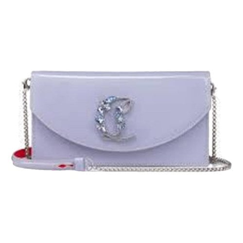 Pre-owned Christian Louboutin Loubi54 Patent Leather Mini Bag In Blue